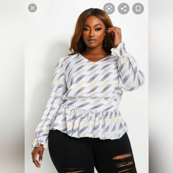 Geodot print peplum top - Picture 1 of 6